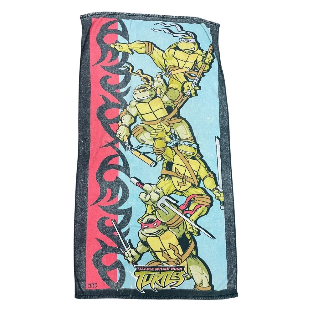 Vintage 2003 Teenage Mutant Ninja Turtles TMNT Beach Towel Peter Laird Graphic
